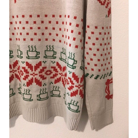 Unisex Friends Light Tan Red Green Ugly Christmas Crewneck Jumper Size Large - Picture 9 of 12